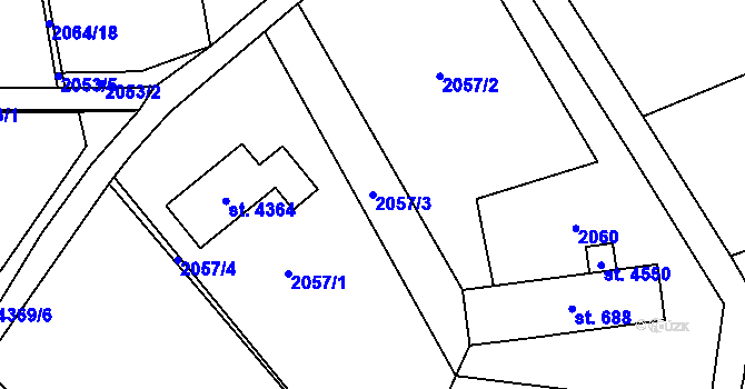 Parcela st. 2057/3 v KÚ Frenštát pod Radhoštěm, Katastrální mapa