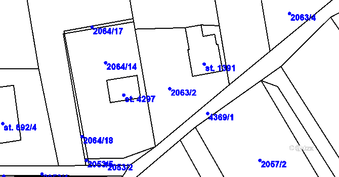Parcela st. 2063/2 v KÚ Frenštát pod Radhoštěm, Katastrální mapa