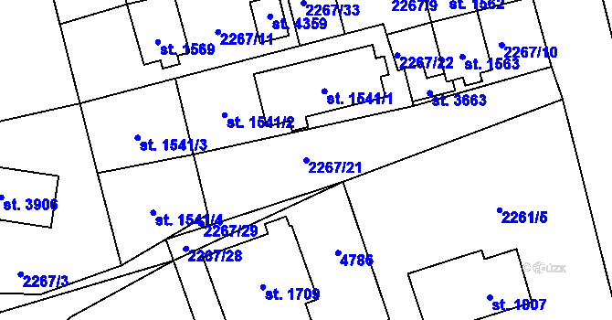 Parcela st. 2267/21 v KÚ Frenštát pod Radhoštěm, Katastrální mapa