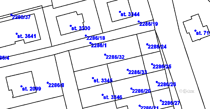 Parcela st. 2286/32 v KÚ Frenštát pod Radhoštěm, Katastrální mapa