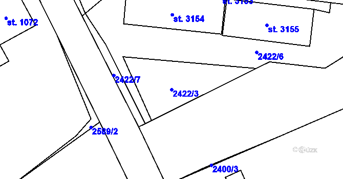 Parcela st. 2422/3 v KÚ Frenštát pod Radhoštěm, Katastrální mapa