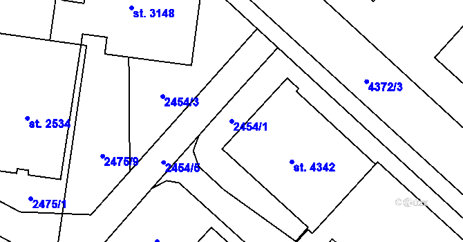 Parcela st. 2454/1 v KÚ Frenštát pod Radhoštěm, Katastrální mapa