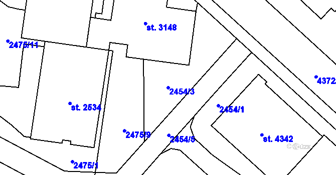 Parcela st. 2454/3 v KÚ Frenštát pod Radhoštěm, Katastrální mapa