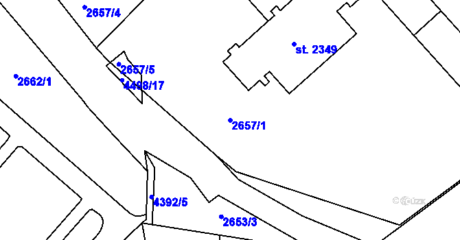 Parcela st. 2657/1 v KÚ Frenštát pod Radhoštěm, Katastrální mapa