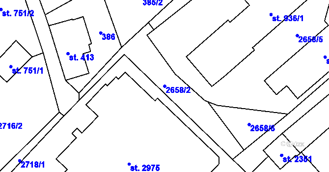 Parcela st. 2658/2 v KÚ Frenštát pod Radhoštěm, Katastrální mapa