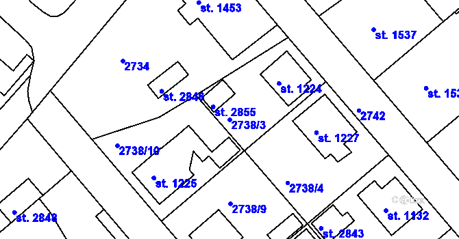 Parcela st. 2738/3 v KÚ Frenštát pod Radhoštěm, Katastrální mapa