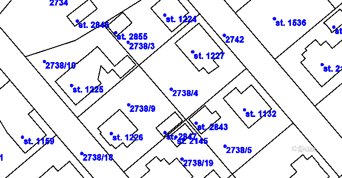 Parcela st. 2738/4 v KÚ Frenštát pod Radhoštěm, Katastrální mapa