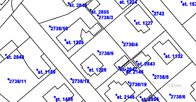 Parcela st. 2738/9 v KÚ Frenštát pod Radhoštěm, Katastrální mapa