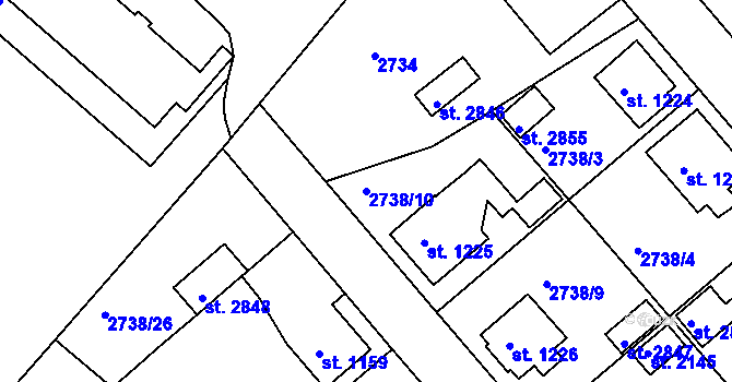 Parcela st. 2738/10 v KÚ Frenštát pod Radhoštěm, Katastrální mapa