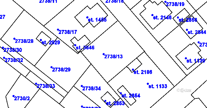 Parcela st. 2738/13 v KÚ Frenštát pod Radhoštěm, Katastrální mapa