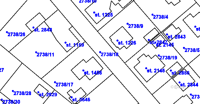 Parcela st. 2738/18 v KÚ Frenštát pod Radhoštěm, Katastrální mapa