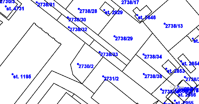 Parcela st. 2738/33 v KÚ Frenštát pod Radhoštěm, Katastrální mapa