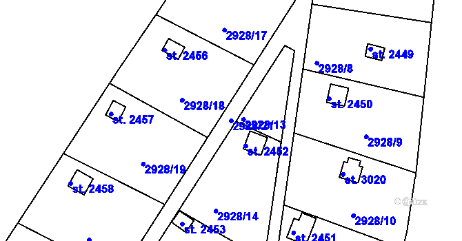 Parcela st. 2928/21 v KÚ Frenštát pod Radhoštěm, Katastrální mapa