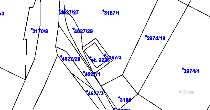 Parcela st. 3167/3 v KÚ Frenštát pod Radhoštěm, Katastrální mapa