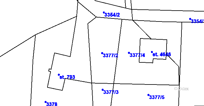Parcela st. 3377/2 v KÚ Frenštát pod Radhoštěm, Katastrální mapa