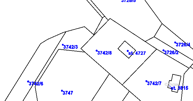 Parcela st. 3742/8 v KÚ Frenštát pod Radhoštěm, Katastrální mapa