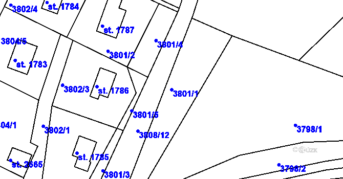 Parcela st. 3801/1 v KÚ Frenštát pod Radhoštěm, Katastrální mapa
