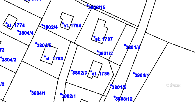 Parcela st. 3801/2 v KÚ Frenštát pod Radhoštěm, Katastrální mapa