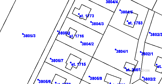Parcela st. 3804/2 v KÚ Frenštát pod Radhoštěm, Katastrální mapa