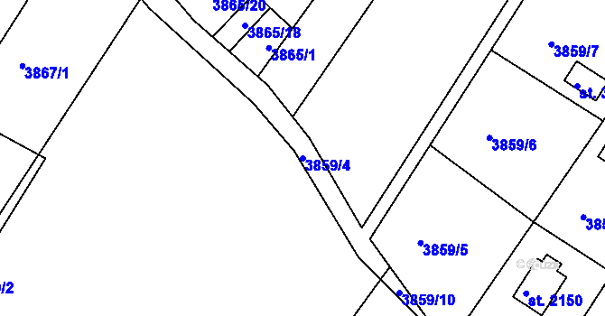 Parcela st. 3859/4 v KÚ Frenštát pod Radhoštěm, Katastrální mapa