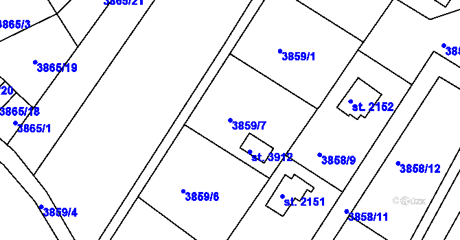 Parcela st. 3859/7 v KÚ Frenštát pod Radhoštěm, Katastrální mapa