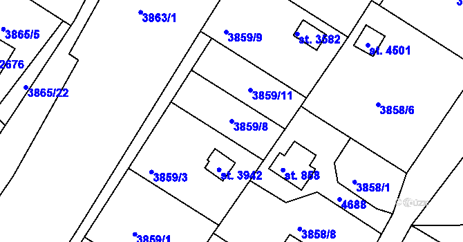Parcela st. 3859/8 v KÚ Frenštát pod Radhoštěm, Katastrální mapa