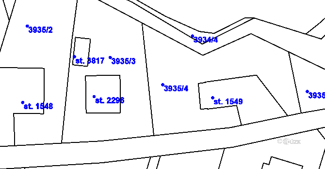 Parcela st. 3935/4 v KÚ Frenštát pod Radhoštěm, Katastrální mapa