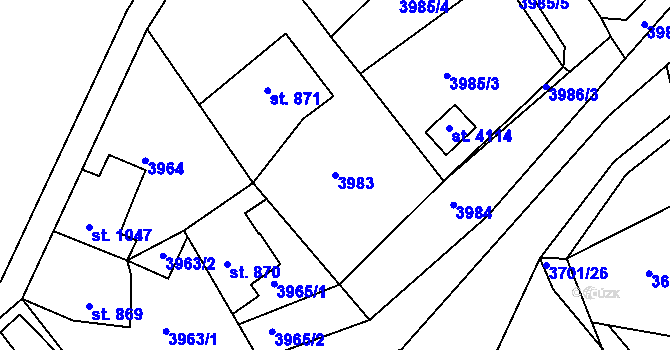 Parcela st. 3983 v KÚ Frenštát pod Radhoštěm, Katastrální mapa