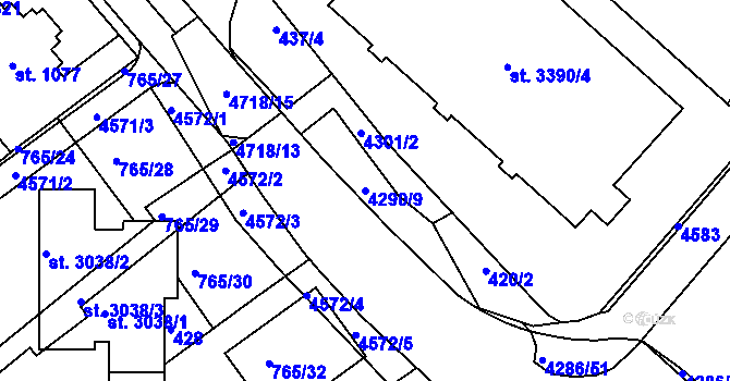 Parcela st. 4290/9 v KÚ Frenštát pod Radhoštěm, Katastrální mapa