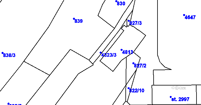 Parcela st. 4323/3 v KÚ Frenštát pod Radhoštěm, Katastrální mapa