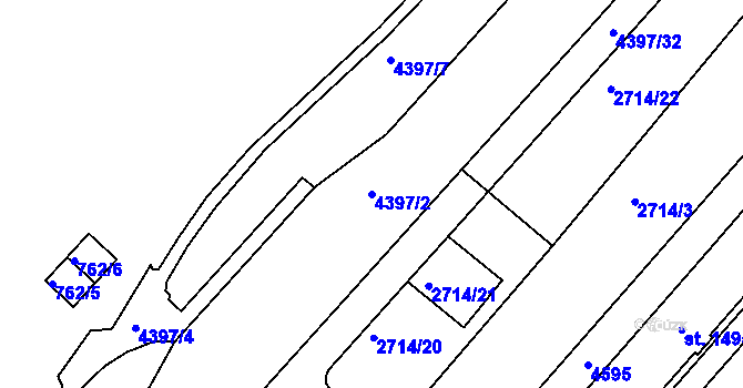 Parcela st. 4397/2 v KÚ Frenštát pod Radhoštěm, Katastrální mapa