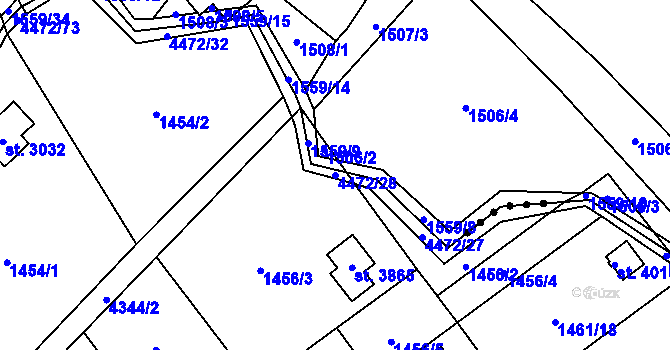 Parcela st. 4472/28 v KÚ Frenštát pod Radhoštěm, Katastrální mapa