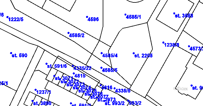 Parcela st. 4585/4 v KÚ Frenštát pod Radhoštěm, Katastrální mapa