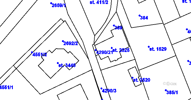 Parcela st. 4290/21 v KÚ Frenštát pod Radhoštěm, Katastrální mapa