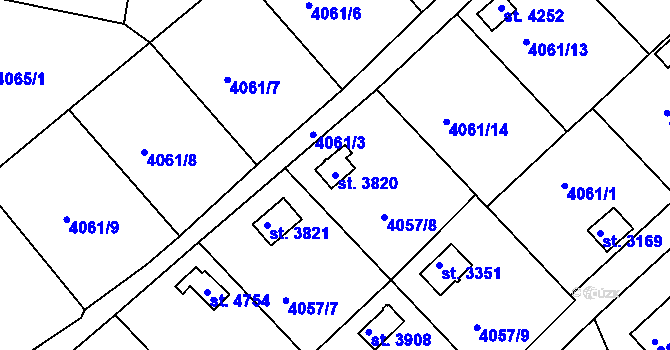 Parcela st. 3820 v KÚ Frenštát pod Radhoštěm, Katastrální mapa