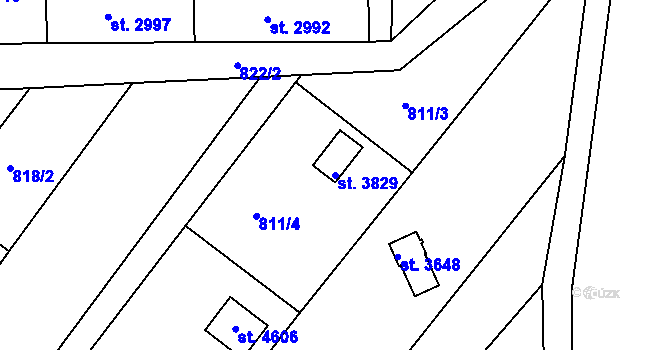 Parcela st. 3829 v KÚ Frenštát pod Radhoštěm, Katastrální mapa