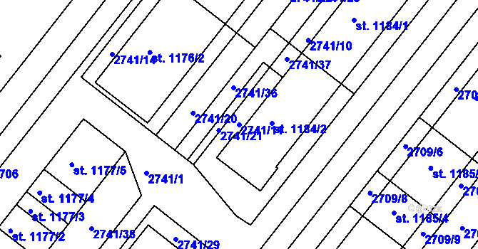 Parcela st. 2741/11 v KÚ Frenštát pod Radhoštěm, Katastrální mapa