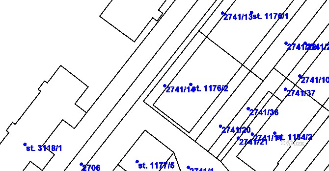 Parcela st. 2741/14 v KÚ Frenštát pod Radhoštěm, Katastrální mapa