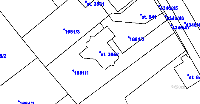 Parcela st. 3852 v KÚ Frenštát pod Radhoštěm, Katastrální mapa