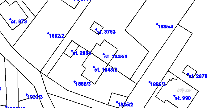 Parcela st. 1048/1 v KÚ Frenštát pod Radhoštěm, Katastrální mapa