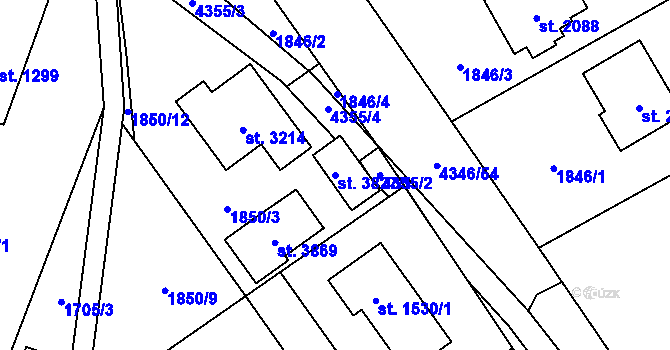 Parcela st. 3827/1 v KÚ Frenštát pod Radhoštěm, Katastrální mapa