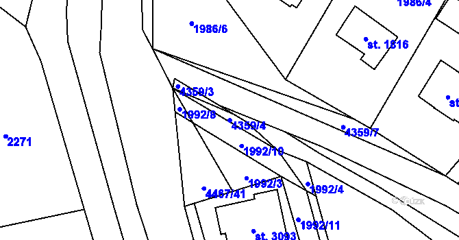 Parcela st. 4359/4 v KÚ Frenštát pod Radhoštěm, Katastrální mapa