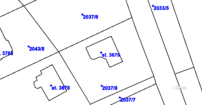 Parcela st. 3679 v KÚ Frenštát pod Radhoštěm, Katastrální mapa