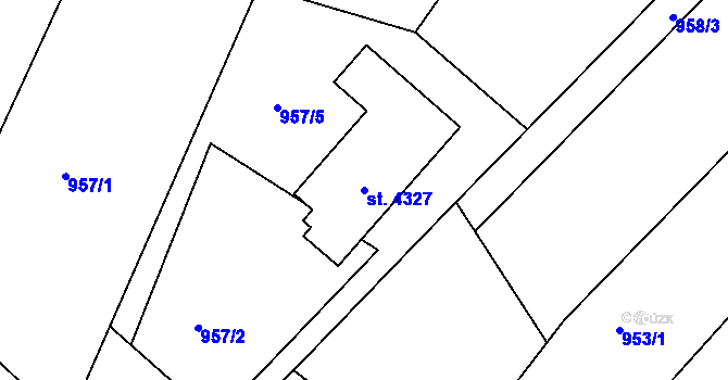 Parcela st. 4327 v KÚ Frenštát pod Radhoštěm, Katastrální mapa