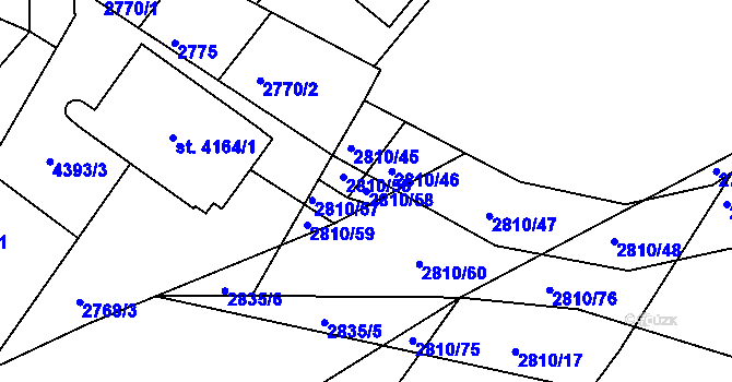 Parcela st. 2810/58 v KÚ Frenštát pod Radhoštěm, Katastrální mapa
