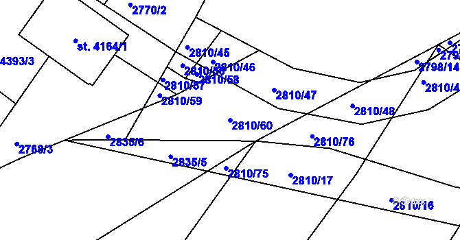 Parcela st. 2810/60 v KÚ Frenštát pod Radhoštěm, Katastrální mapa