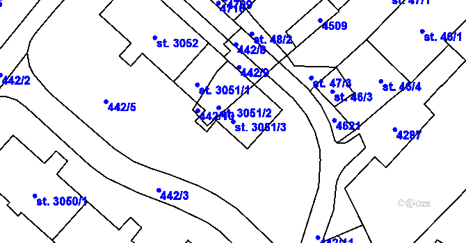 Parcela st. 3051/3 v KÚ Frenštát pod Radhoštěm, Katastrální mapa