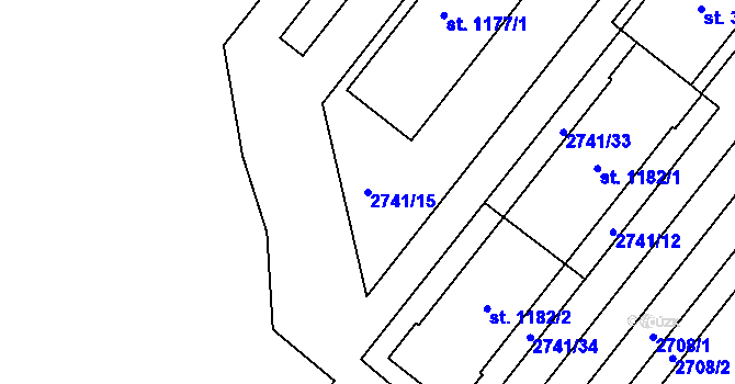 Parcela st. 2741/15 v KÚ Frenštát pod Radhoštěm, Katastrální mapa