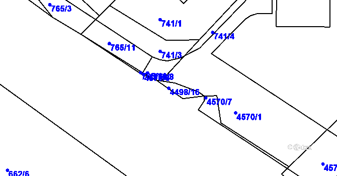 Parcela st. 4498/16 v KÚ Frenštát pod Radhoštěm, Katastrální mapa