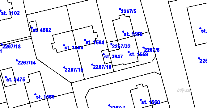 Parcela st. 3947 v KÚ Frenštát pod Radhoštěm, Katastrální mapa